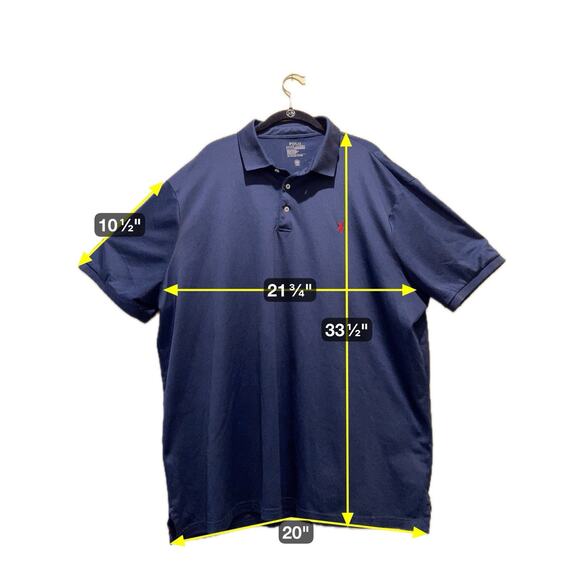 Polo Ralph Lauren Shirt Men's XXL Blue Golf Wicking Pony Golf Cotton Polyester - Picture 3 of 7